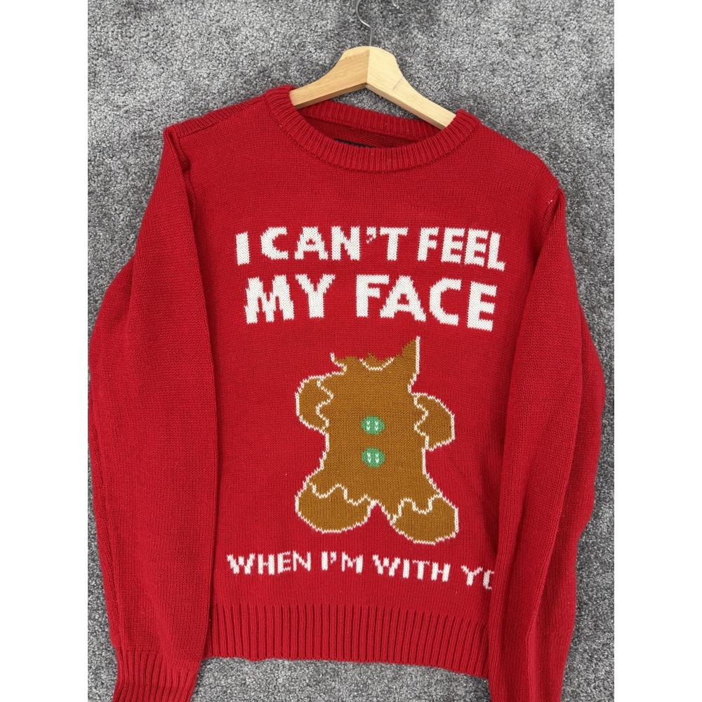 American Stitch Christmas Sweater Red Gingerbread Funny Ugly Holiday Pullover